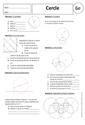 Cercle - Exercices corrigés - Géométrie : 6eme Primaire - PDF à imprimer