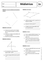 Médiatrices - Exercices corrigés - Géométrie : 6eme Primaire - PDF à imprimer