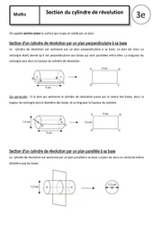 Section du cylindre de révolution - Cours - Géométrie : 3eme Secondaire - PDF à imprimer
