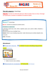 School things - Anglais - The Vadrouille Family - My English Pass : 3eme Primaire - PDF à imprimer