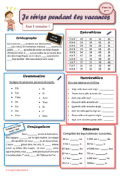 Cahiers de vacances  - Semaine 1 : 5eme Primaire - PDF à imprimer