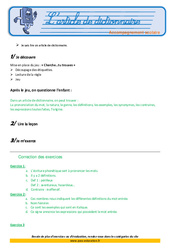 L'article de dictionnaire - Soutien scolaire - Aide aux devoirs : 5eme Primaire - PDF à imprimer