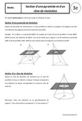 Section d'une pyramide et d'un cône de révolution - Cours - Géométrie dans l'espace : 3eme Secondaire - PDF à imprimer