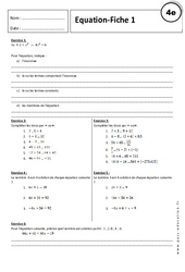 Exercice Equation - Exercices corrigés : 2eme Secondaire - PDF à imprimer