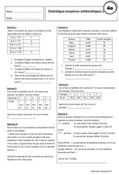 Statistiques - Moyenne arithmétique - Exercices corrigés : 2eme Secondaire - PDF à imprimer