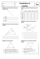 Vocabulaire - Notation - Angles - Exercices corrigés : 6eme Primaire