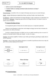 Circuit électrique - Cours - Physique - Chimie : 1ere Secondaire - PDF à imprimer