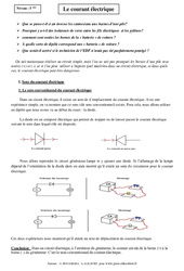 Courant électrique - Cours - Physique - Chimie : 1ere Secondaire - PDF à imprimer