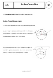 Section d'une sphère - Cours - Géométrie dans l'espace : 3eme Secondaire - PDF à imprimer