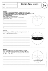 Section d'une sphère - Exercices corrigés - Géométrie dans l'espace : 3eme Secondaire - PDF à imprimer