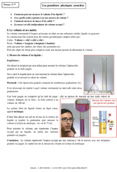 Grandeurs physiques associées - Cours - Physique - Chimie : 1ere Secondaire - PDF à imprimer
