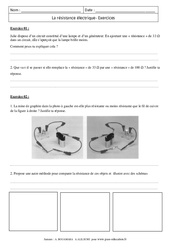 Résistance électrique - Exercices corrigés - Physique - Chimie : 2eme Secondaire - PDF à imprimer