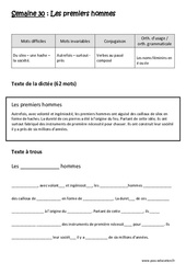 Exercice Verbes au passé composé - Noms féminins en é ou ée - Dictée préparée 30 - A trous : 4eme Primaire - Cycle 3 - PDF à imprimer