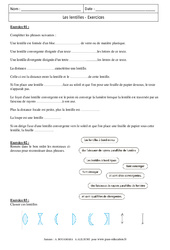 Lentilles - Exercices corrigés - Physique - Chimie : 2eme Secondaire - PDF à imprimer