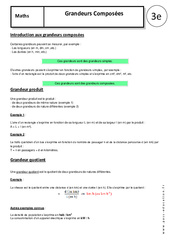 Grandeurs composées - Cours - Aires et volumes : 3eme Secondaire - PDF à imprimer