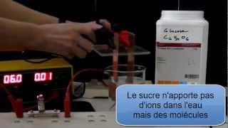 Ion - Conduction électrique dans les solutions aqueuses - Vidéos pédagogiques - Physique - Chimie : 3eme Secondaire