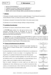 Alternateur - Cours - Physique - Chimie : 3eme Secondaire - PDF à imprimer