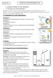 Réaction entre l’acide chlorhydrique et le fer - Cours - Physique - Chimie : 3eme Secondaire - PDF à imprimer
