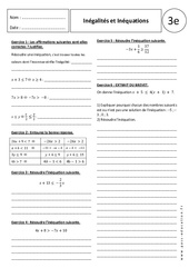 Inégalités - Inéquations - Exercices corrigés : 3eme Secondaire - PDF à imprimer