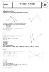 Théorème de Thalès - Cours - Géométrie : 3eme Secondaire - PDF à imprimer