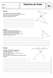 Théorème de Thalès - Exercices corrigés - Géométrie : 3eme Secondaire - PDF à imprimer