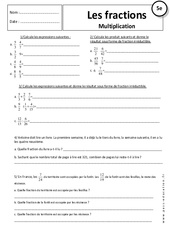 Multiplication - Opérations sur les fractions - Exercices corrigés : 1ere Secondaire