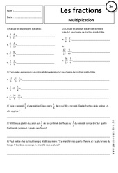 Multiplication - Opérations sur les fractions - Exercices corrigés : 1ere Secondaire