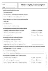 Phrase simple - Phrase complexe - Exercices corrigés - Grammaire - Français : 1ere Secondaire - PDF à imprimer