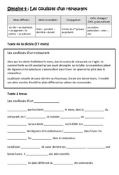 Les coulisses d'un restaurant - Verbes particuliers : - eter, - eler - Verbes du 1er groupe au présent - Dictée préparée - A trous : 5eme Primaire - Cycle 3 - PDF à imprimer
