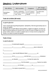 Le géant glouton - 1er ème groupe - Faire au présent de l’indicatif - Valeurs de la lettre g - Dictée préparée - A trous : 5eme Primaire - Cycle 3 - PDF à imprimer