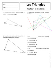Hauteur - Médiane - Triangles - Exercices corrigés - Géométrie : 1ere Secondaire - PDF à imprimer