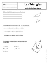 Inégalité triangulaire - Triangles - Exercices corrigés - Géométrie : 1ere Secondaire - PDF à imprimer