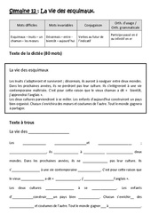 La vie des esquimaux - Verbes au futur de l’indicatif - Participe passé en é ou infinitif en er - Dictée préparée - A trous : 5eme Primaire - Cycle 3 - PDF à imprimer