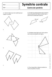Centre de symétrie - Symétrie centrale - Exercices corrigés - Géométrie : 1ere Secondaire - PDF à imprimer