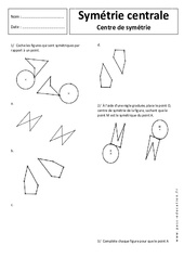 Centre de symétrie - Symétrie centrale - Exercices corrigés - Géométrie : 1ere Secondaire - PDF à imprimer