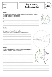Angle inscrit - Angle au centre - Exercices corrigés - Géométrie : 3eme Secondaire - PDF à imprimer