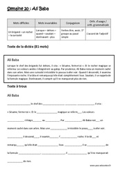 Exercice Ali Baba - Verbes être, avoir, 1er groupe au passé simple - Accord de l’adjectif - Dictée préparée - A trous : 5eme Primaire - PDF à imprimer