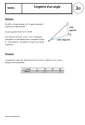 Tangente d'un angle - Cours - Trigonométrie : 3eme Secondaire - PDF à imprimer