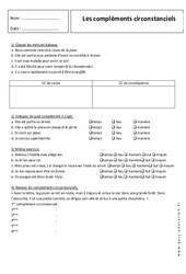 Compléments circonstanciels - Exercices corrigés : 1ere Secondaire - PDF à imprimer