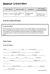 Le grand départ - Verbes au passé composé - Homophones - Fiches leur - leurs - près - prêt - Dictée préparée - A trous : 5eme Primaire - Cycle 3 - PDF à imprimer