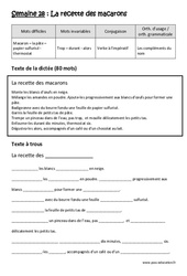 La recette des macarons - Verbe à l’impératif - Compléments du nom - Dictée préparée - A trous : 5eme Primaire - Cycle 3 - PDF à imprimer