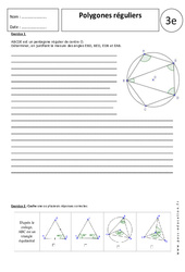 Polygones réguliers - Exercices corrigés - Géométrie : 3eme Secondaire - PDF à imprimer