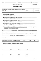 Découpage du temps - Examen Evaluation : 3eme Primaire - PDF à imprimer