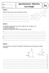 Triangles - Agrandissement - Réduction - Exercices corrigés - Géométrie : 3eme Secondaire - PDF à imprimer