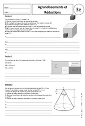 Agrandissement - Réduction - Aires - Volumes - Exercices corrigés : 3eme Secondaire - PDF à imprimer