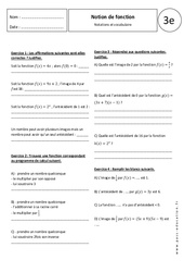 Notion de fonction - Exercices corrigés - Organisation et gestion des données : 3eme Secondaire - PDF à imprimer