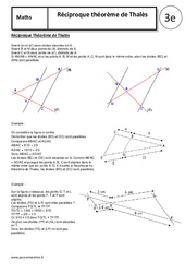Réciproque théorème de Thalès - Cours - Géométrie : 3eme Secondaire - PDF à imprimer