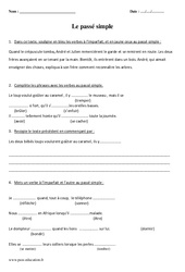 Passé simple - Examen Evaluation : 4eme Primaire - PDF à imprimer