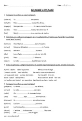 Passé composé - Exercices corrigés - Conjugaison : 4eme, 5eme Primaire - PDF à imprimer