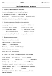 Pronom personnel - Exercices corrigés - Grammaire : 4eme, 5eme Primaire - PDF à imprimer